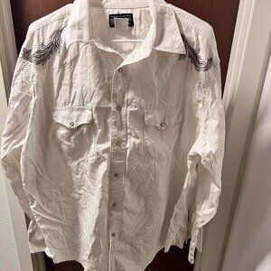 VINTAGE 1990’s Wrangler Snap Button Embroidered Cowboy Shirt